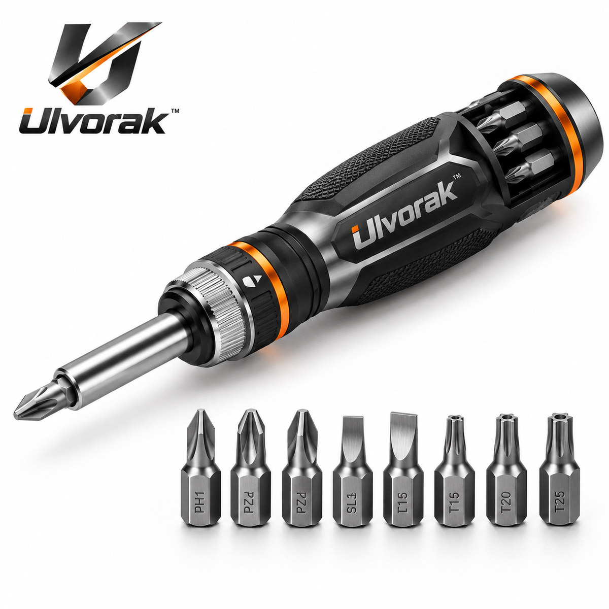 Ulvorak™ FlexDrive Multi-Bit Screwdriver – Compact Magnetic Screwdriver Set for Home Repairs, DIY Projects & Everyday Fixes