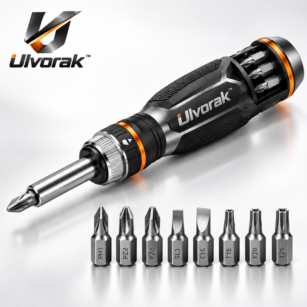 Ulvorak™ FlexDrive Multi-Bit Screwdriver – Compact Magnetic Screwdriver Set for Home Repairs, DIY Projects & Everyday Fixes