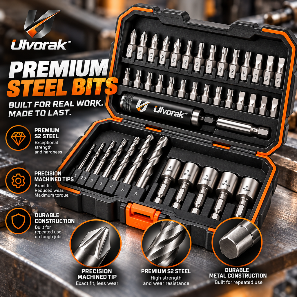 Ulvorak™ MagDrive Bit Set – Magnetic Drill Bit Collection for Power Tools, Home Repairs, DIY Projects & Workshop Applications