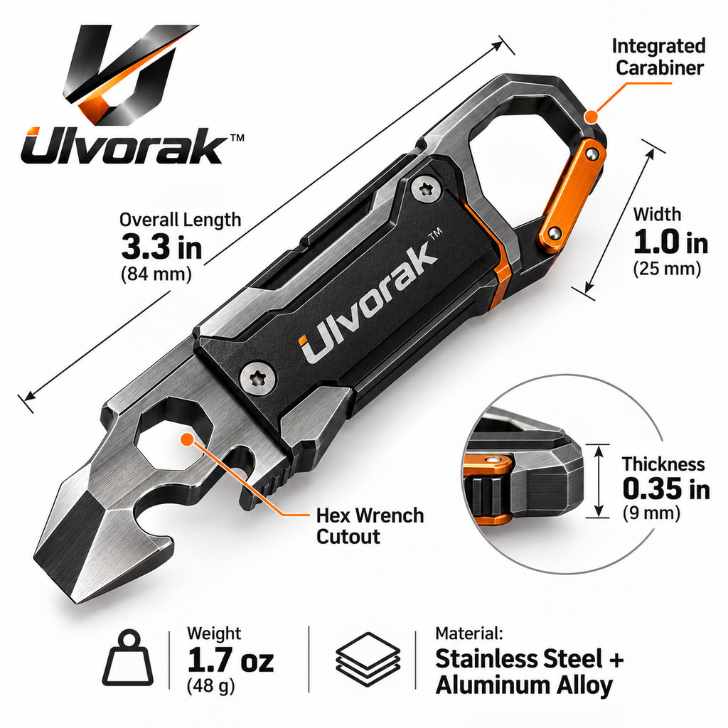 Ulvorak™ PocketMate Keychain Multi-Tool – Compact Everyday Carry Tool for Quick Repairs, Outdoor Activities & Daily Tasks