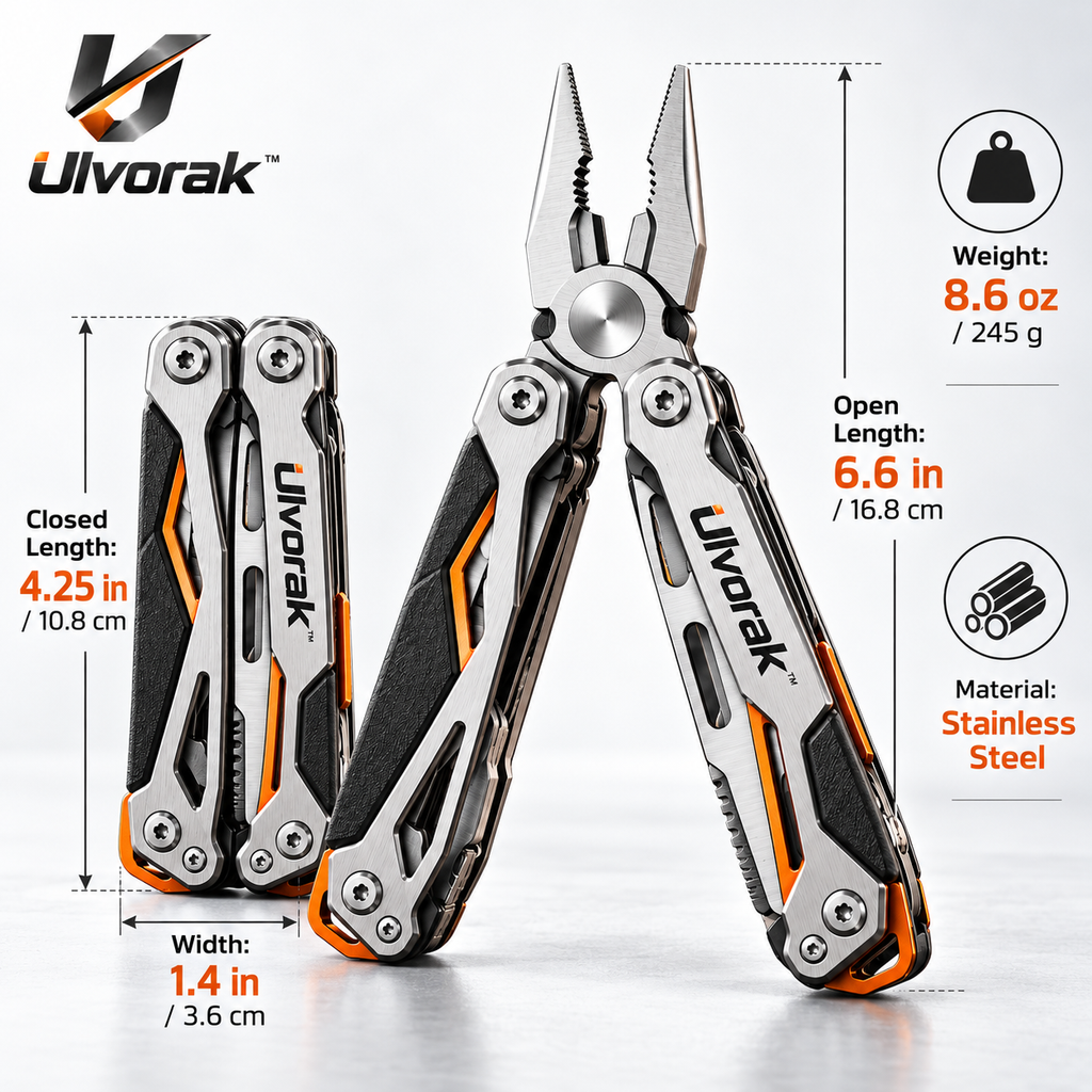 Ulvorak™ FlexCore Multi-Tool Pliers – Compact Folding Tool with Pliers, Screwdriver & Utility Functions for Home, Outdoor & Everyday Repairs