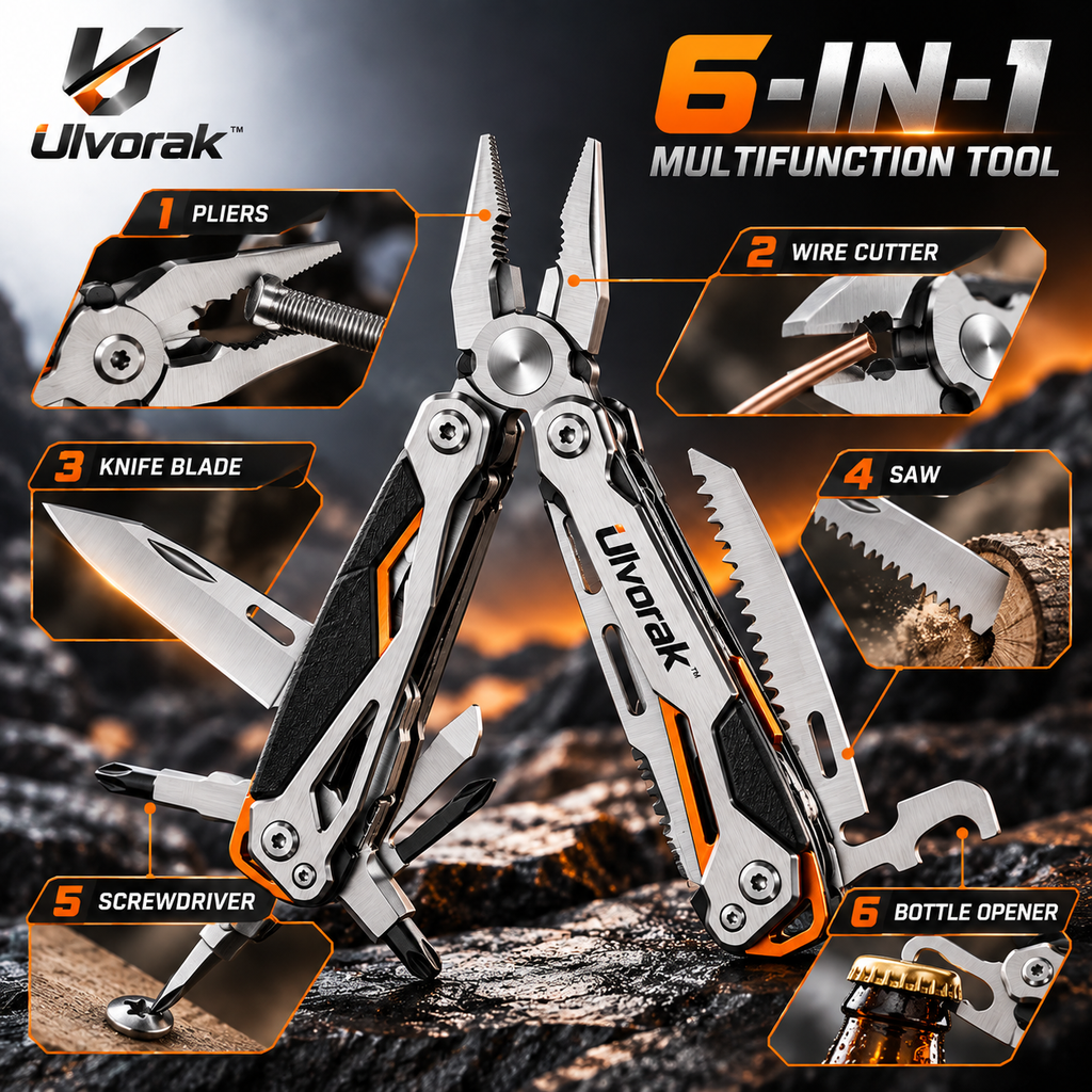 Ulvorak™ FlexCore Multi-Tool Pliers – Compact Folding Tool with Pliers, Screwdriver & Utility Functions for Home, Outdoor & Everyday Repairs