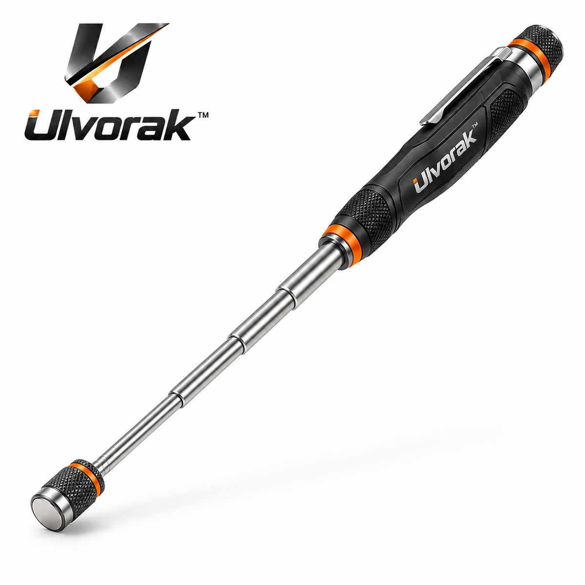 Ulvorak™ FlexReach Magnetic Pickup Tool – Extendable Magnetic Retriever for Lost Screws, Bolts, Nuts & Small Metal Parts