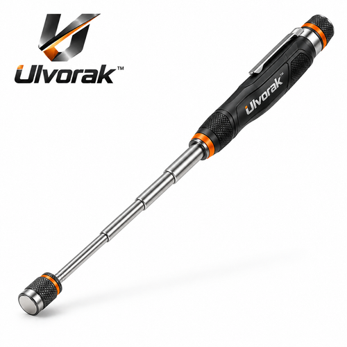 Ulvorak™ FlexReach Magnetic Pickup Tool – Extendable Magnetic Retriever for Lost Screws, Bolts, Nuts & Small Metal Parts