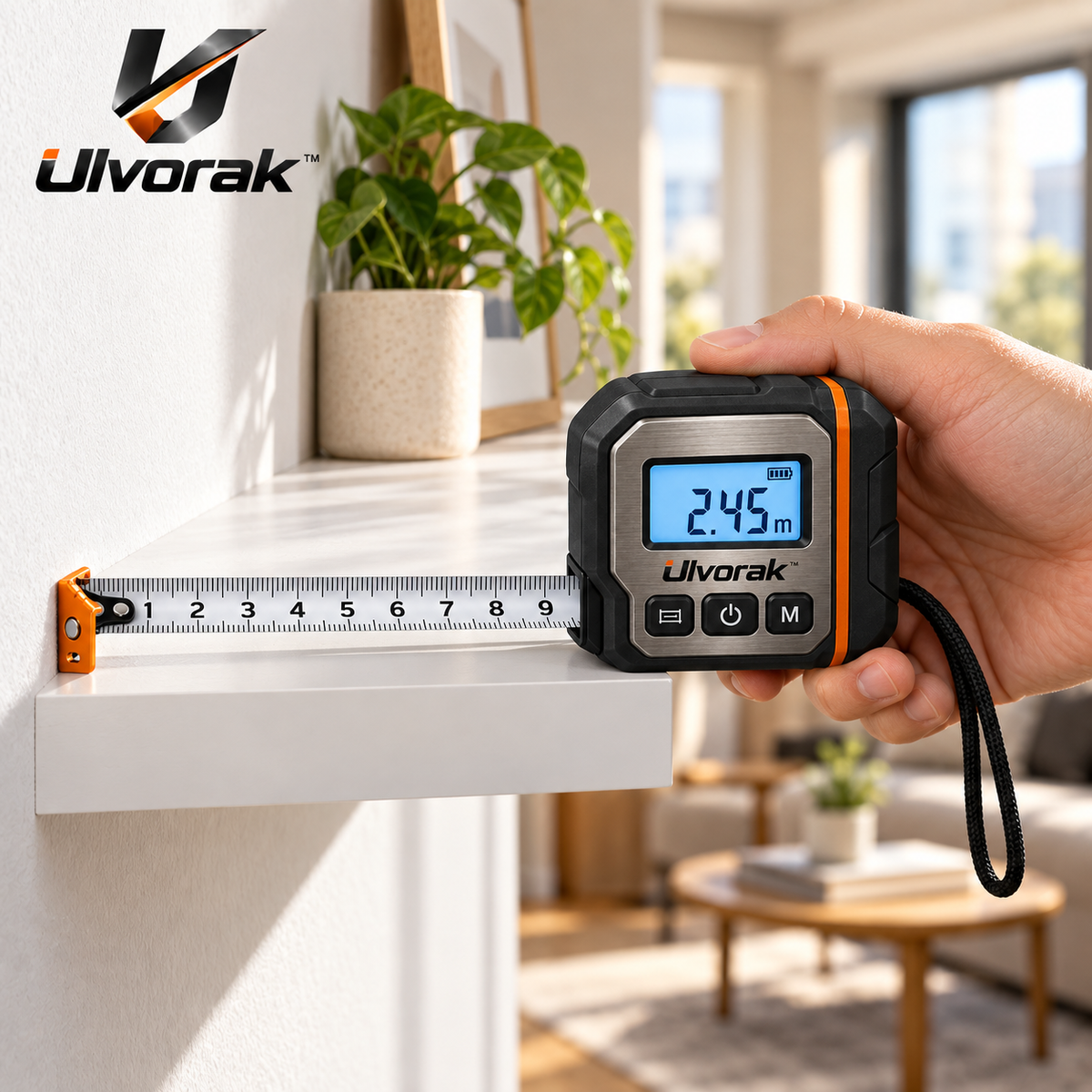 Ulvorak™ SmartMeasure Digital Tape – Electronic Measuring Tool with Digital Display for Home Improvement, DIY Projects & Accurate Measurements