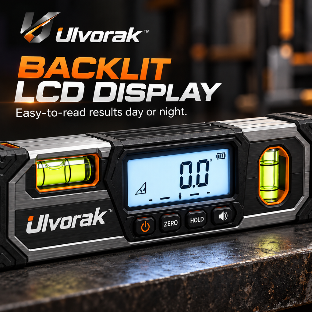Ulvorak™ ProLevel Digital Level Tool – Electronic Angle Finder with LCD Display for Home Improvement, Construction & DIY Projects