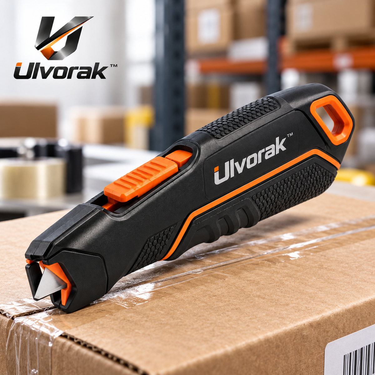 Ulvorak™ SafeSlice Box Cutter – Retractable Safety Utility Knife for Packages, Cardboard, Shipping Boxes & Everyday Opening Tasks